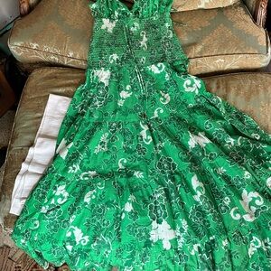 Anthropologie Green Floral Maxi Dress XS NWOT